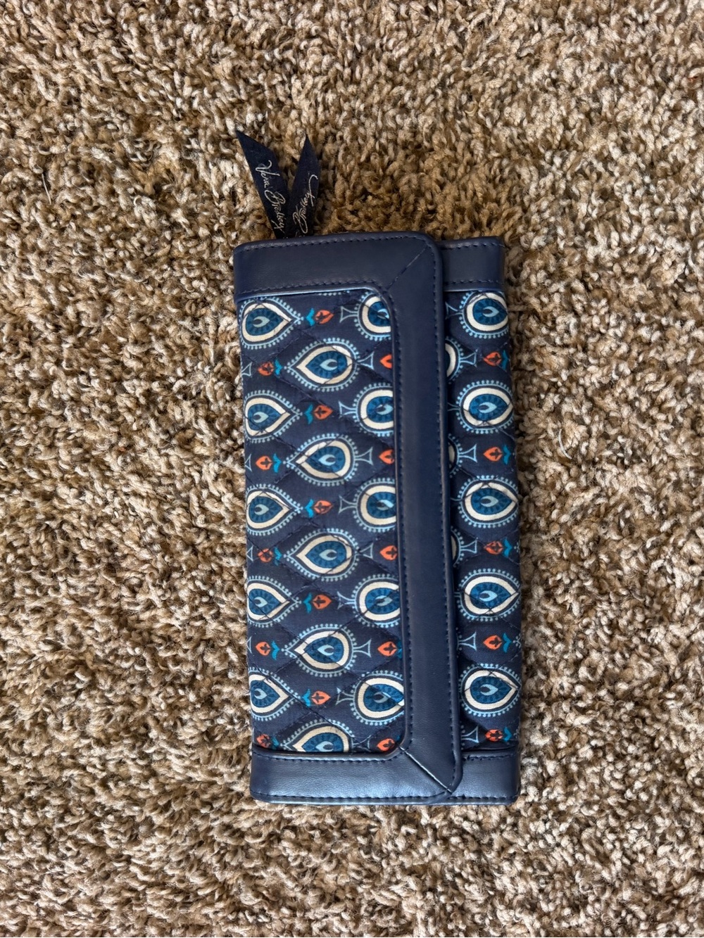 Vera Bradley Navy Blue Patterned Key & Card Holder with Teardrop Motif